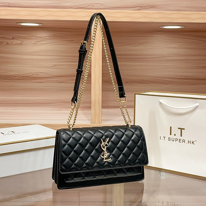 Luxury Genuine Leather Women’s Quilted Chain Bag – 2025 New Crossbody Small Square Bag