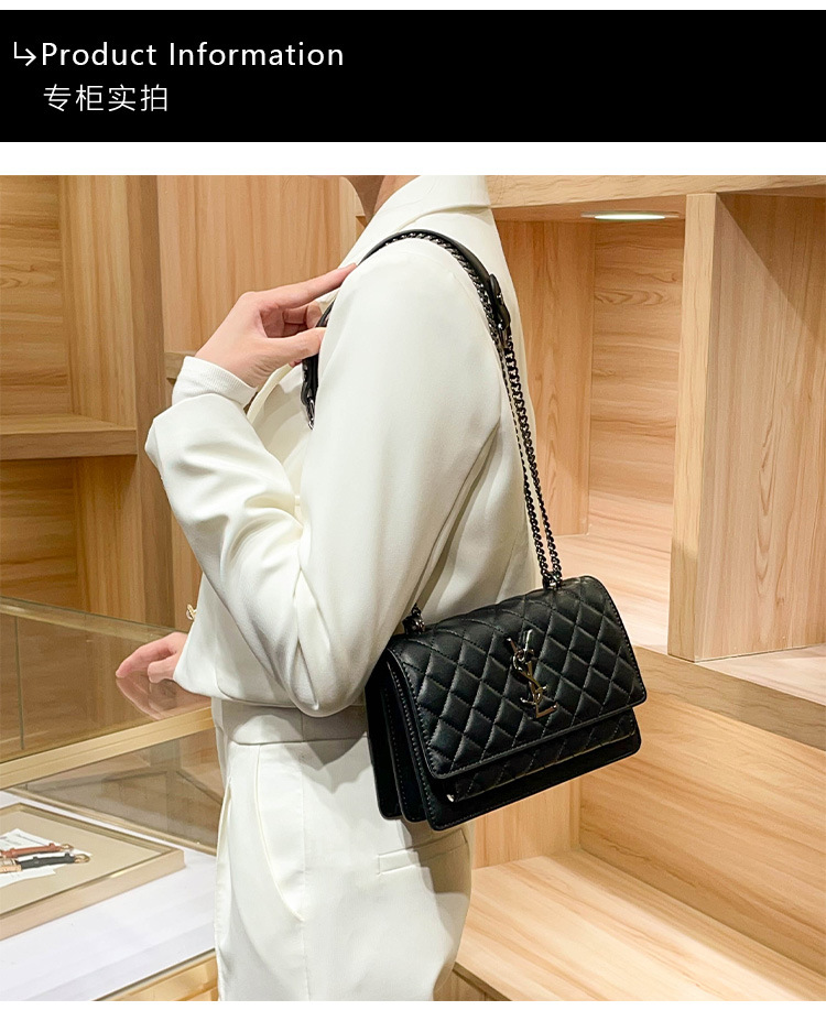 Luxury Genuine Leather Women’s Quilted Chain Bag – 2025 New Crossbody Small Square Bag