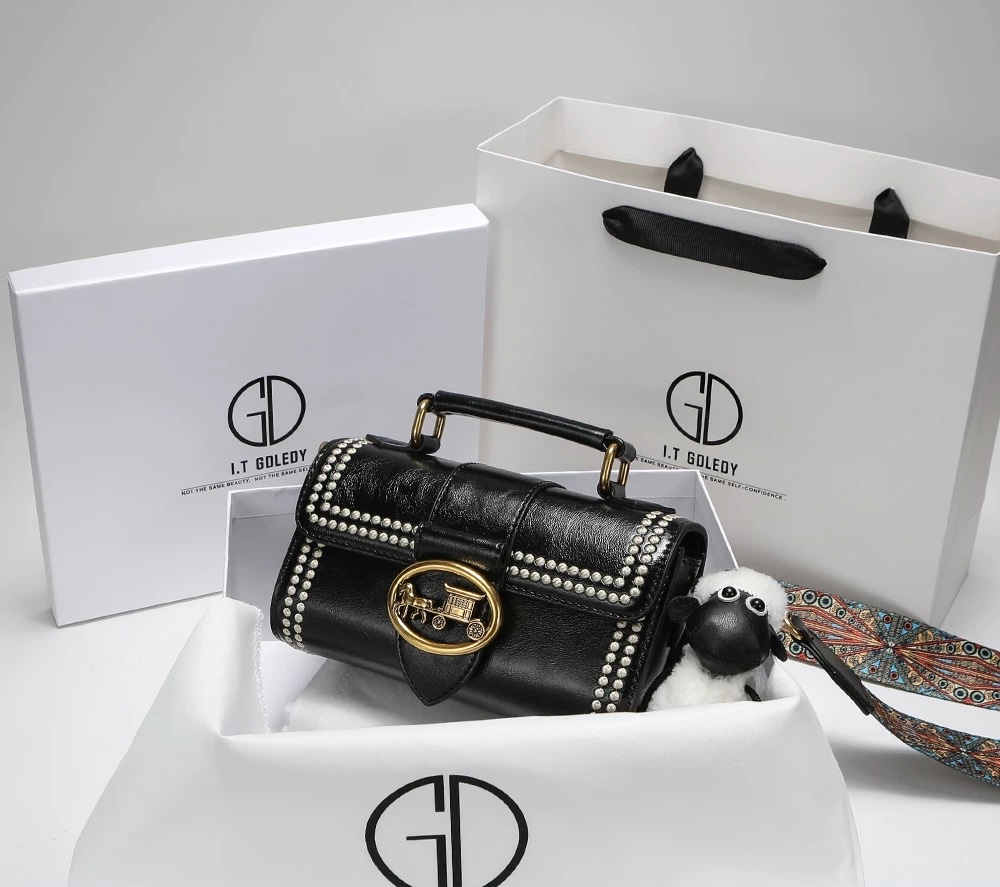 German Luxury Mini Boston Bag 2025 | Designer Embroidered Strap Shoulder & Crossbody Bag