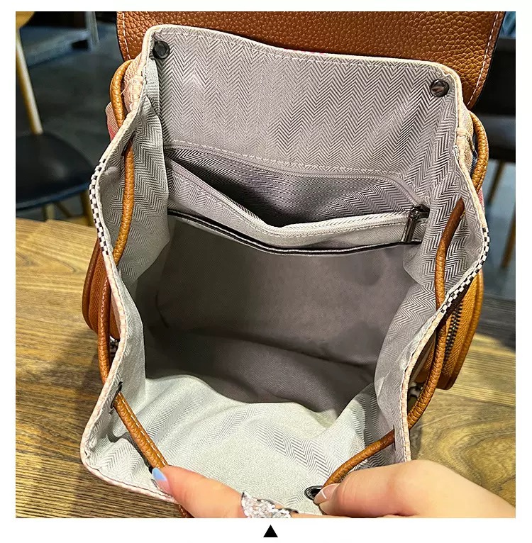 2025 Genuine Leather | Checkered Backpack