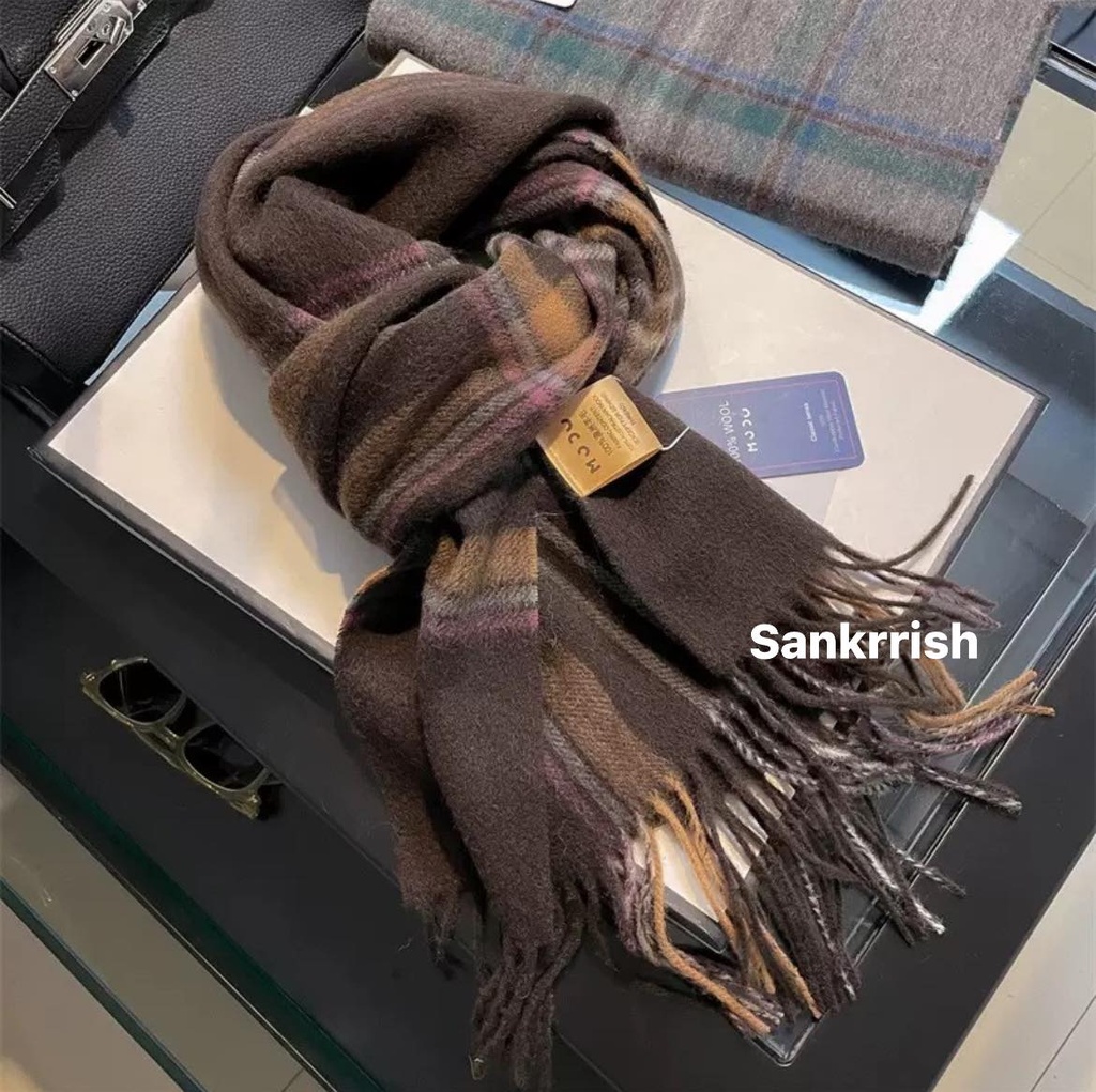 100% Australian Wool Simple Plaid Scarf | Premium Warm Winter Scarf for Women & Couple