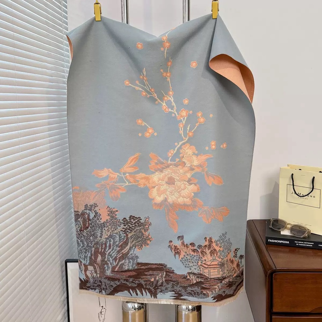 Sankrrish Cashmere-like Jacquard Shawl | Retro National Style Thick Winter Scarf