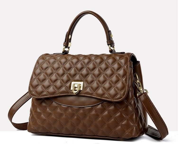 Luxury Quilted Leather Handbag for Women | Shoulder & Crossbody Bag with Lock Design