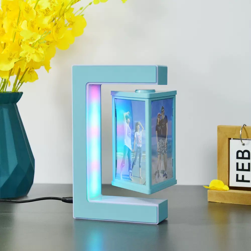 Magnetic Levitation Photo Frame | Floating Rotating LED Photo Frame Creative Gift