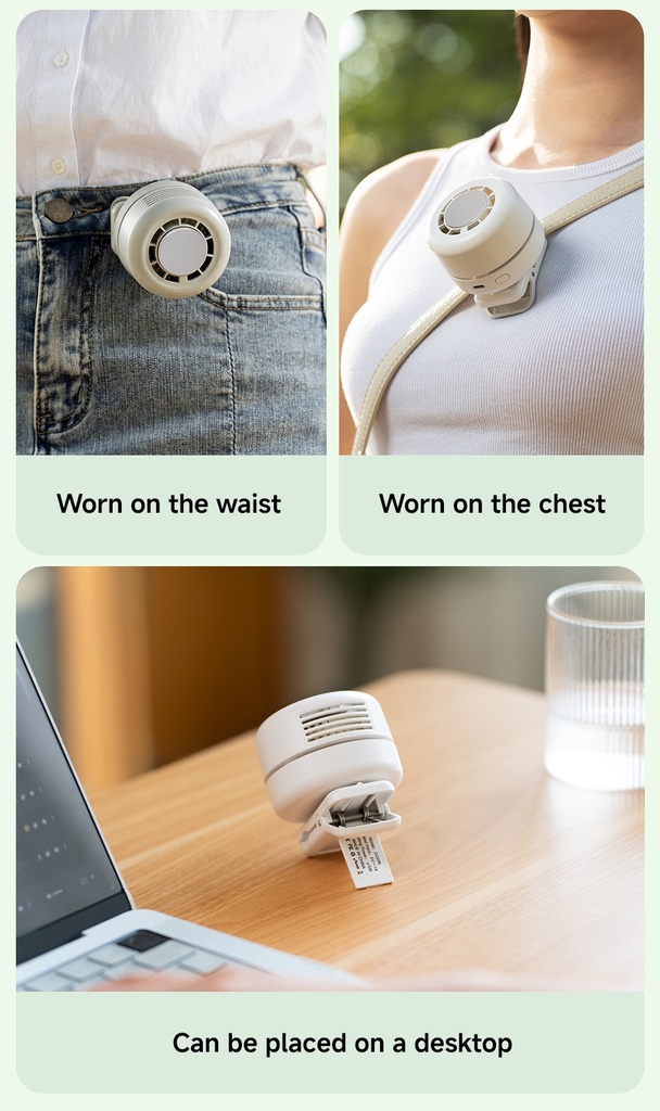 Portable Neck Cooling Fan Mini Clip Fan Rechargeable Handheld Cooling Fan