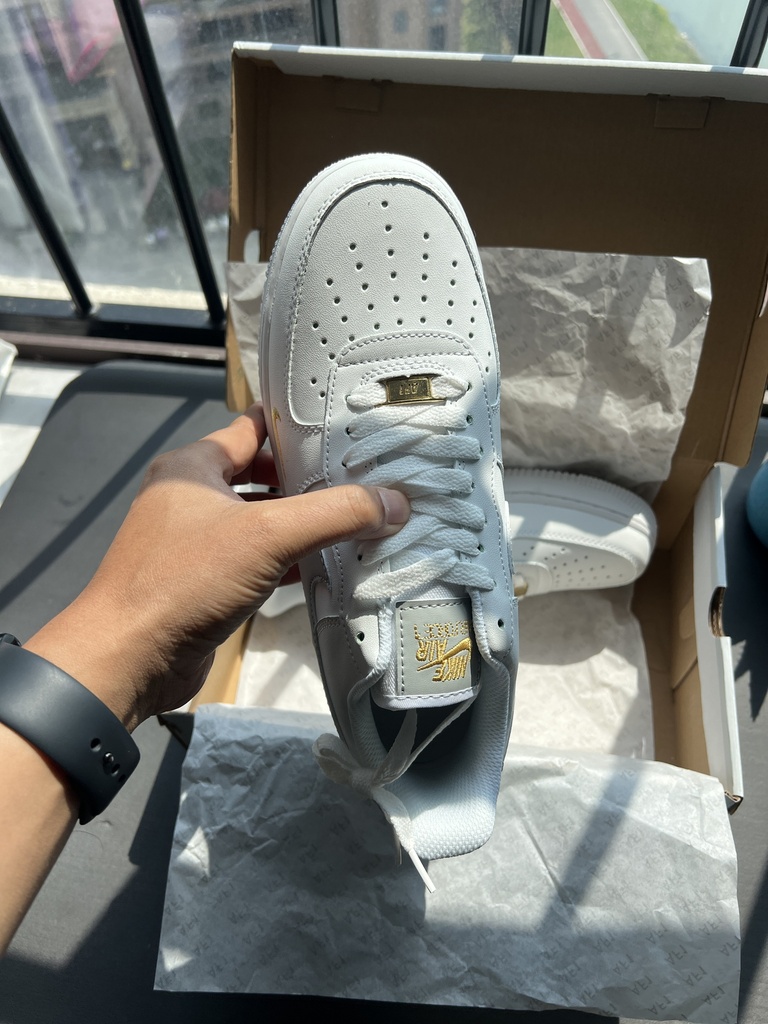 Nike Air Force 1 White Gold Unisex Sneakers | Casual & Sports Shoes