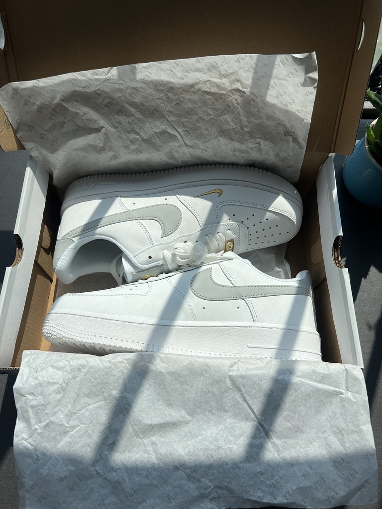 Nike Air Force 1 White Gold Unisex Sneakers | Casual & Sports Shoes