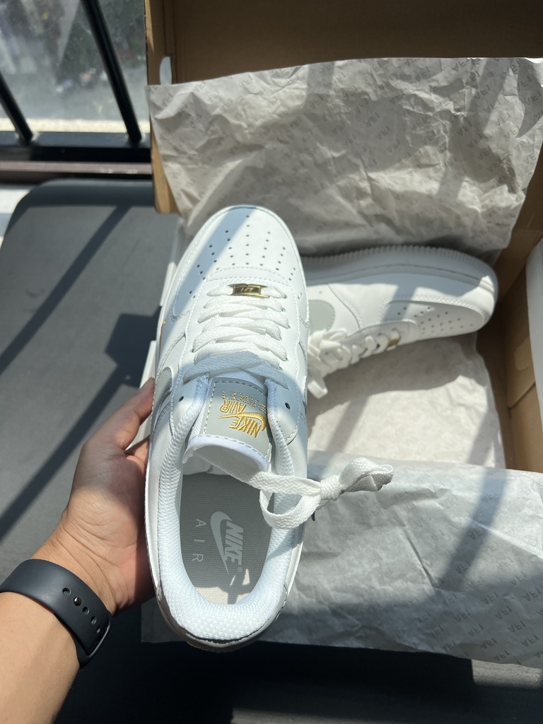 Nike Air Force 1 White Gold Unisex Sneakers | Casual & Sports Shoes
