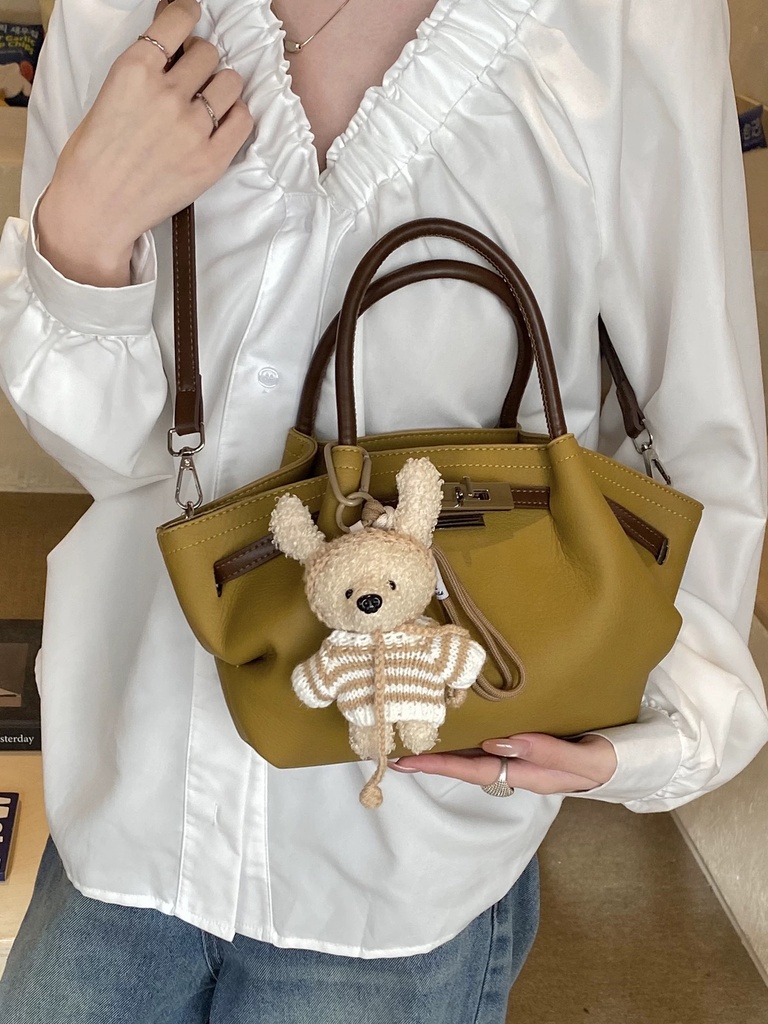 Chic PU Leather Handbag | Teddy Bear Charm | Perfect for Every Occasion