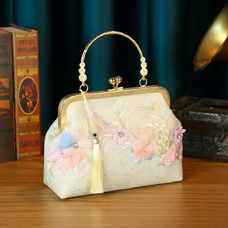 Luxury Floral Lace Rhinestone Handbag for Women