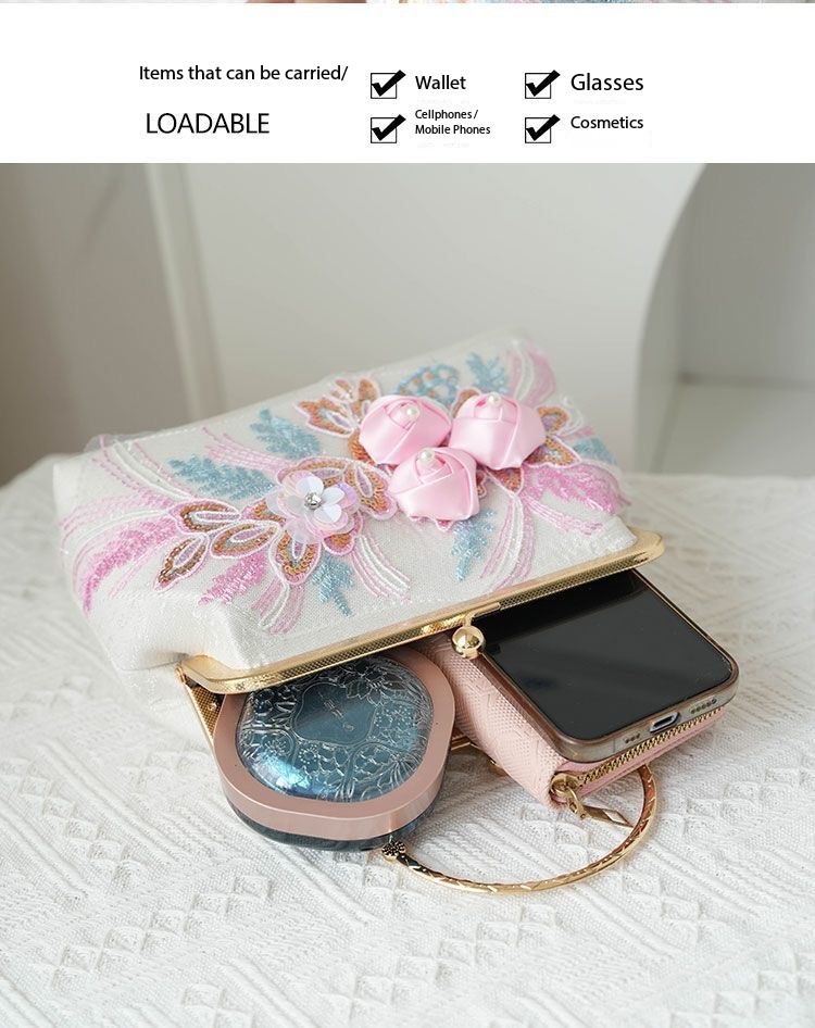 Luxury Chinese Embroidered Floral Handbag for Women | Vintage Party Bag