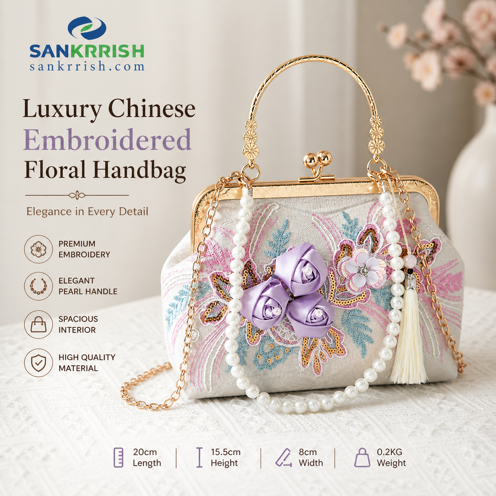 Luxury Chinese Embroidered Floral Handbag for Women | Vintage Party Bag