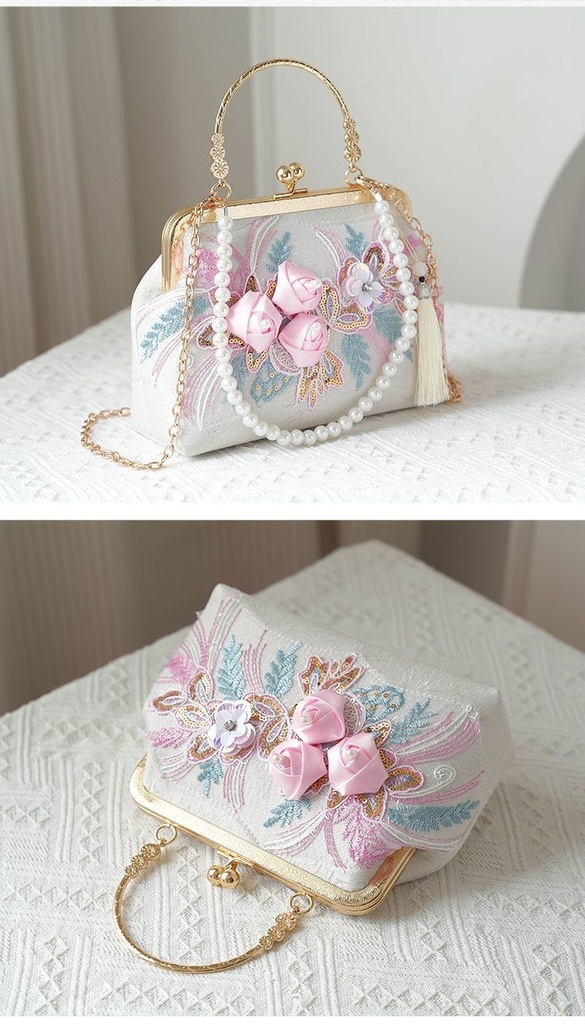 Luxury Chinese Embroidered Floral Handbag for Women | Vintage Party Bag