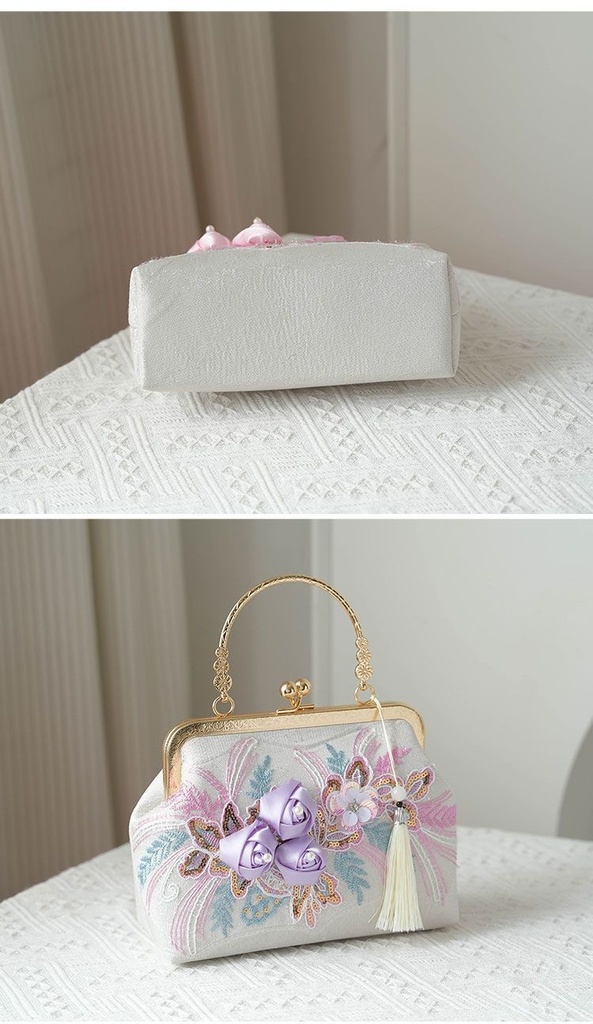Luxury Chinese Embroidered Floral Handbag for Women | Vintage Party Bag
