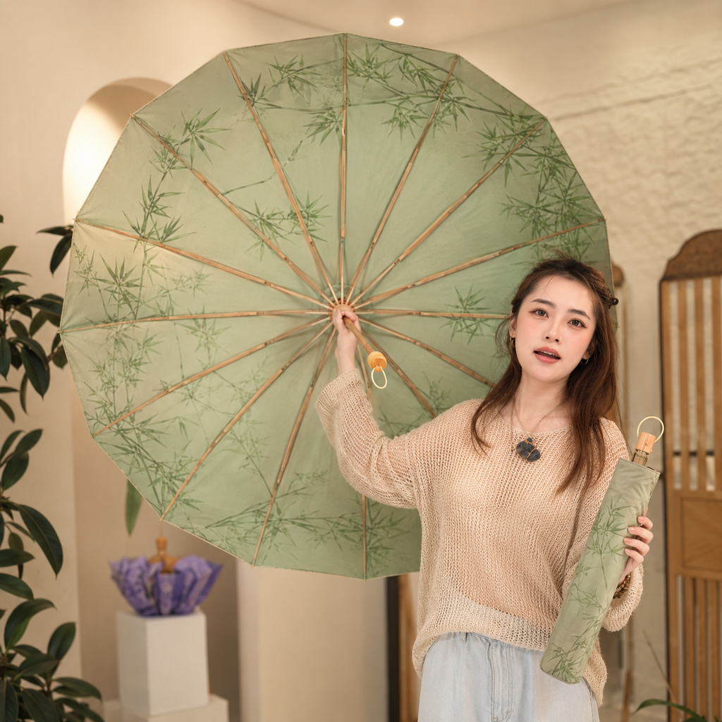 16 Rib Premium Umbrella with UPF 50+ Sun Protection and Carry Bag