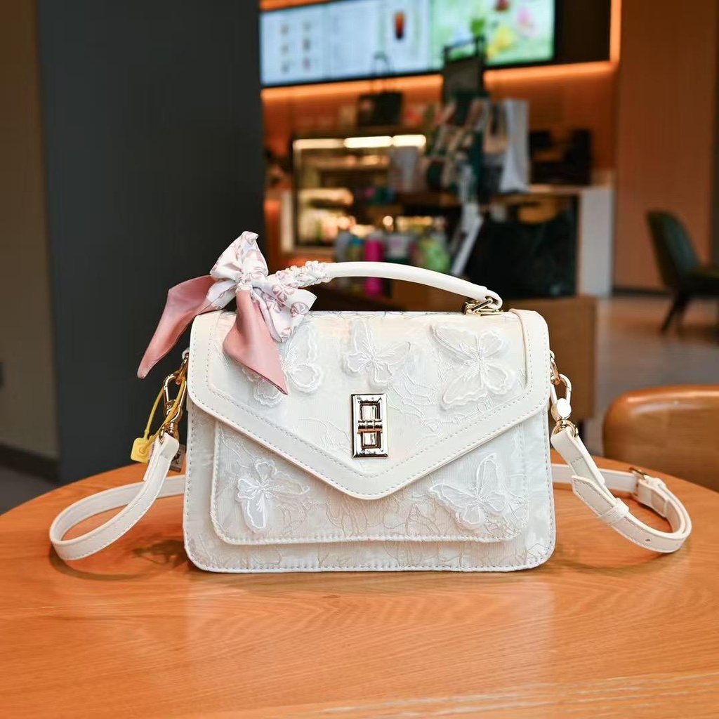 2025 Cross-Border Lace Butterfly Satchel Bag – Elegant & Feminine in Genuine Leather