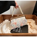 Elegant | Handmade | Vintage Glamour Chinese-Style | Embroidered Pearl Handle Bag