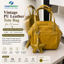 Vintage Waxed Leather Tote Bag for Women | Large Capacity Commuter Handbag